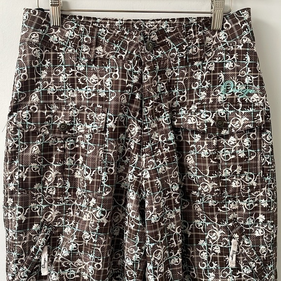ORAGE WOMENS GIRLS SNOWBOARDING SKI PANTS W/ADJUST BAND brown aqua SZ 16 (XS/S) - Picture 2 of 16